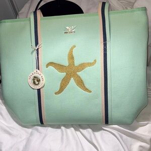 NWT - Spartina 449 Seafoam Tote Cooler W/Gold Starfish.